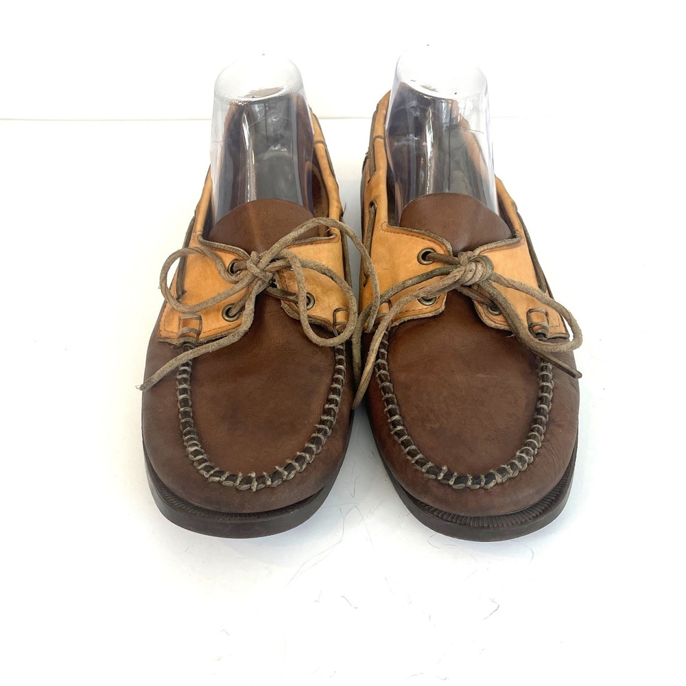 Sebago Docksides Mens 10.5 M Brown Tan Leather Boat Shoes Two Tone Loafers